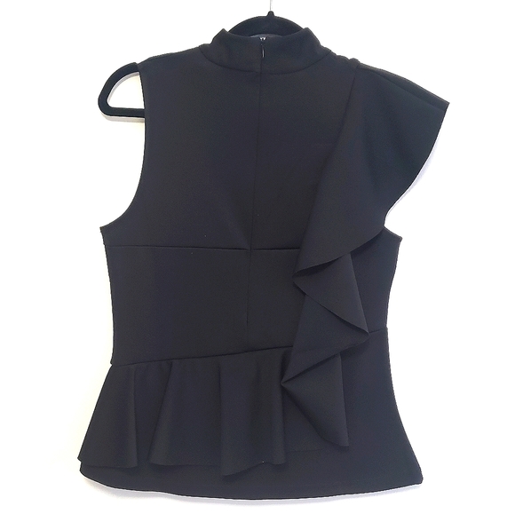 Suzy Shier Black Sleeveless Ruffle Top - Picture 2 of 3